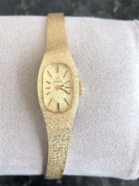 solid gold watch women's|14k gold omega ladies watch.